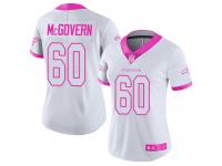 #60 Limited Connor McGovern White Pink Football Women's Jersey Denver Broncos Rush Fashion