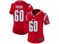 #60 Limited David Andrews Red Football Women's Jersey New England Patriots Inverted Legend