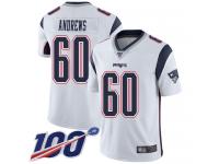 #60 Limited David Andrews White Football Road Youth Jersey New England Patriots Vapor Untouchable 100th Season