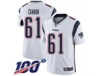 #61 Limited Marcus Cannon White Football Road Youth Jersey New England Patriots Vapor Untouchable 100th Season