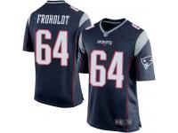 #64 Game Hjalte Froholdt Navy Blue Football Home Men's Jersey New England Patriots