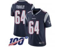 #64 Limited Hjalte Froholdt Navy Blue Football Home Men's Jersey New England Patriots Vapor Untouchable 100th Season