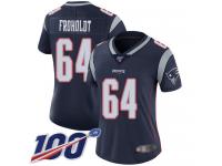 #64 Limited Hjalte Froholdt Navy Blue Football Home Women's Jersey New England Patriots Vapor Untouchable 100th Season