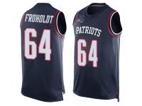 #64 Limited Hjalte Froholdt Navy Blue Football Men's Jersey New England Patriots Player Name & Number Tank Top