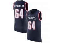 #64 Limited Hjalte Froholdt Navy Blue Football Men's Jersey New England Patriots Rush Player Name & Number Tank Top