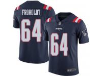 #64 Limited Hjalte Froholdt Navy Blue Football Men's Jersey New England Patriots Rush Vapor Untouchable