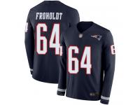 #64 Limited Hjalte Froholdt Navy Blue Football Men's Jersey New England Patriots Therma Long Sleeve