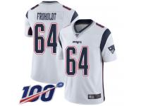 #64 Limited Hjalte Froholdt White Football Road Men's Jersey New England Patriots Vapor Untouchable 100th Season