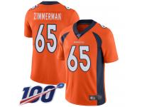 #65 Limited Gary Zimmerman Orange Football Home Men's Jersey Denver Broncos Vapor Untouchable 100th Season