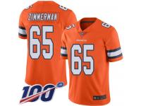 #65 Limited Gary Zimmerman Orange Football Men's Jersey Denver Broncos Rush Vapor Untouchable 100th Season