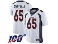 #65 Limited Gary Zimmerman White Football Road Men's Jersey Denver Broncos Vapor Untouchable 100th Season