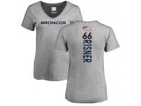 #66 Dalton Risner Ash Football Backer V-Neck Women's Denver Broncos T-Shirt