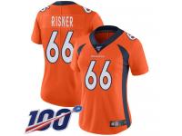 #66 Limited Dalton Risner Orange Football Home Women's Jersey Denver Broncos Vapor Untouchable 100th Season