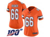 #66 Limited Dalton Risner Orange Football Women's Jersey Denver Broncos Rush Vapor Untouchable 100th Season