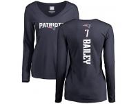 #7 Jake Bailey Navy Blue Football Backer Slim Fit Women's New England Patriots Long Sleeve T-Shirt