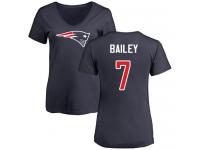 #7 Jake Bailey Navy Blue Football Name & Number Logo Slim Fit Women's New England Patriots T-Shirt