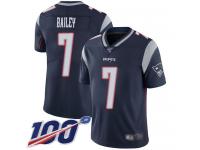 #7 Limited Jake Bailey Navy Blue Football Home Men's Jersey New England Patriots Vapor Untouchable 100th Season