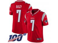 #7 Limited Jake Bailey Red Football Men's Jersey New England Patriots Inverted Legend 100th Season