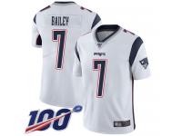 #7 Limited Jake Bailey White Football Road Men's Jersey New England Patriots Vapor Untouchable 100th Season