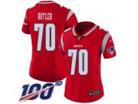 #70 Limited Adam Butler Red Football Women's Jersey New England Patriots Inverted Legend 100th Season