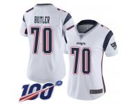 #70 Limited Adam Butler White Football Road Women's Jersey New England Patriots Vapor Untouchable 100th Season