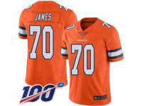 #70 Limited Ja'Wuan James Orange Football Men's Jersey Denver Broncos Rush Vapor Untouchable 100th Season