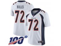 #72 Limited Garett Bolles White Football Road Youth Jersey Denver Broncos Vapor Untouchable 100th Season