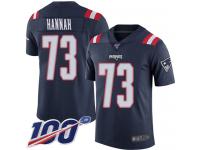 #73 Limited John Hannah Navy Blue Football Men's Jersey New England Patriots Rush Vapor Untouchable 100th Season