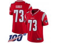 #73 Limited John Hannah Red Football Men's Jersey New England Patriots Inverted Legend 100th Season