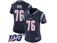 #76 Limited Isaiah Wynn Navy Blue Football Home Women's Jersey New England Patriots Vapor Untouchable 100th Season