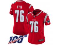 #76 Limited Isaiah Wynn Red Football Women's Jersey New England Patriots Inverted Legend 100th Season