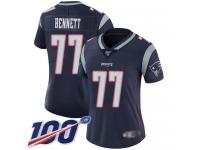 #77 Limited Michael Bennett Navy Blue Football Home Women's Jersey New England Patriots Vapor Untouchable 100th Season