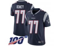 #77 Limited Michael Bennett Navy Blue Football Home Youth Jersey New England Patriots Vapor Untouchable 100th Season