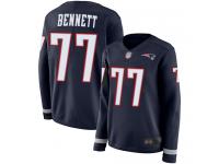 #77 Limited Michael Bennett Navy Blue Football Women's Jersey New England Patriots Therma Long Sleeve