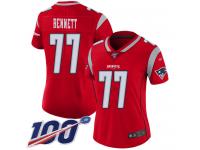 #77 Limited Michael Bennett Red Football Women's Jersey New England Patriots Inverted Legend 100th Season