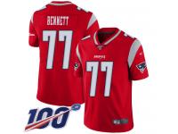 #77 Limited Michael Bennett Red Football Youth Jersey New England Patriots Inverted Legend 100th Season