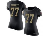 #77 Michael Bennett Black Camo Football Salute to Service Women's New England Patriots T-Shirt