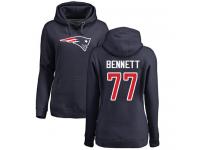 #77 Michael Bennett Navy Blue Football Name & Number Logo Women's New England Patriots Pullover Hoodie