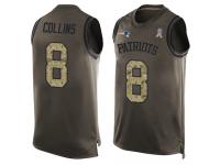 #8 Jamie Collins Green Football Men's Jersey New England Patriots Salute to Service Tank Top