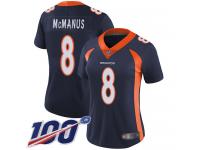 #8 Limited Brandon McManus Navy Blue Football Alternate Women's Jersey Denver Broncos Vapor Untouchable 100th Season