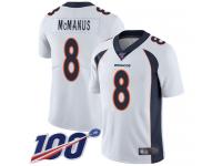 #8 Limited Brandon McManus White Football Road Men's Jersey Denver Broncos Vapor Untouchable 100th Season