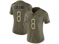 #8 Limited Jamie Collins Olive Camo Football Women's Jersey New England Patriots 2017 Salute to Service