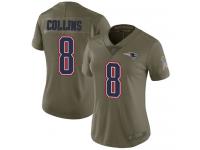 #8 Limited Jamie Collins Olive Football Women's Jersey New England Patriots 2017 Salute to Service