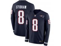 #8 Limited Jarrett Stidham Navy Blue Football Men's Jersey New England Patriots Therma Long Sleeve