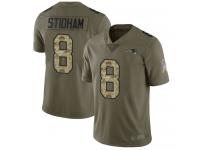 #8 Limited Jarrett Stidham Olive Camo Football Men's Jersey New England Patriots 2017 Salute to Service