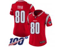 #80 Limited Irving Fryar Red Football Women's Jersey New England Patriots Inverted Legend 100th Season