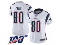 #80 Limited Irving Fryar White Football Road Women's Jersey New England Patriots Vapor Untouchable 100th Season