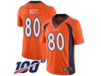 #80 Limited Jake Butt Orange Football Home Men's Jersey Denver Broncos Vapor Untouchable 100th Season