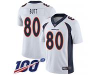 #80 Limited Jake Butt White Football Road Men's Jersey Denver Broncos Vapor Untouchable 100th Season