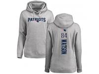 #84 Benjamin Watson Ash Football Backer Women's New England Patriots Pullover Hoodie